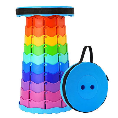Portable Telescopic Stool - Adjustable Folding Stool For Camping, Travel & Outdoor Use - Supports Up To 180Kg (Rainbow) - image 1