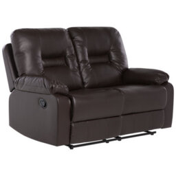 Beliani Manual Recliner Sofa 2 Seater Bergen Faux Leather Brown - thumbnail 5