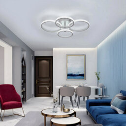 48W Modern Led Ceiling Light Chandelier Living Room 6500K 4-Rings Pendant Lamp - thumbnail 6