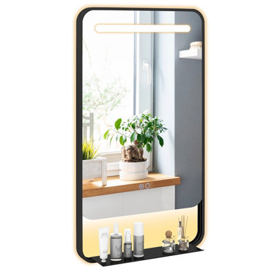Gainoom 88 X 50Cm Led Bathroom Mirror Aluminum Framed Vanity Mirror Wall-Mounted Mirror - image 1