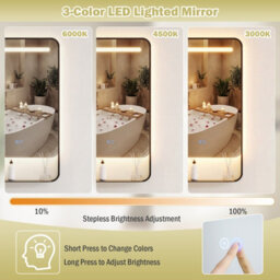 Gainoom 88 X 50Cm Led Bathroom Mirror Aluminum Framed Vanity Mirror Wall-Mounted Mirror - thumbnail 9