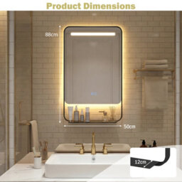 Gainoom 88 X 50Cm Led Bathroom Mirror Aluminum Framed Vanity Mirror Wall-Mounted Mirror - thumbnail 2