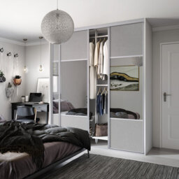 Spacepro Classic Wideline Mirrored Dove Framed Sliding Wardrobe Door (H)2220mm (W)610mm - thumbnail 1
