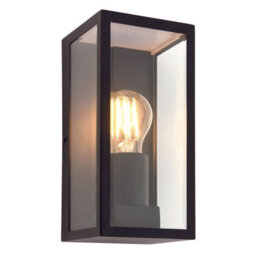Outdoor Wall Light Ip44 Matt Black & Clear Glass 28W E27 Eco Gls Dimmable - thumbnail 1