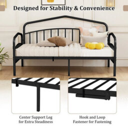 Victorian Single Daybed With Rolling Pull Out Trundle Lockable Wheels Bed Frame - thumbnail 6