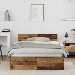 Berkfield Bed Frame With Headboard Old Wood 120 X 190 Cm Engineered Wood - thumbnail 1
