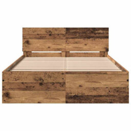 Berkfield Bed Frame With Headboard Old Wood 120 X 190 Cm Engineered Wood - thumbnail 6