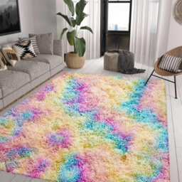 Bedlooms Rainbow Non-Slip Shaggy Rug 140X200Cm, Modern Area Rug Living Room Bedroom Hall Rugs