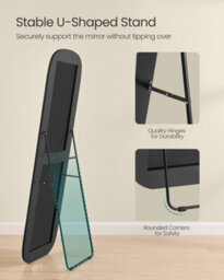 Songmics Full Length Mirror, 160 X 50 Cm, Rounded Rectangle Full Body Floor Mirror With Stand, Aluminium Alloy Frame - thumbnail 4