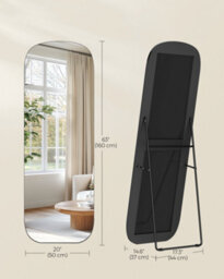 Songmics Full Length Mirror, 160 X 50 Cm, Rounded Rectangle Full Body Floor Mirror With Stand, Aluminium Alloy Frame - thumbnail 5
