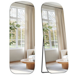 Songmics Full Length Mirror, 160 X 50 Cm, Rounded Rectangle Full Body Floor Mirror With Stand, Aluminium Alloy Frame - thumbnail 2