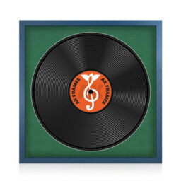 "16X16"" Navy Blue Sleek Vinyl Record Frame With Emerald Mount For 12 Inch Lp Disc - Ak Frames"