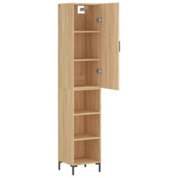 Berkfield Elegant Highboard Sonoma Oak 34.5X34X180 Cm Engineered Wood - thumbnail 4