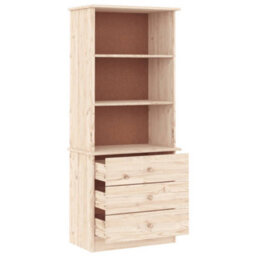 Berkfield Bookcase With Drawers Alta 60X35X142 Cm Solid Wood Pine - thumbnail 4