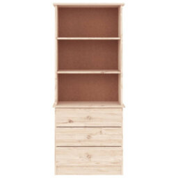 Berkfield Bookcase With Drawers Alta 60X35X142 Cm Solid Wood Pine - thumbnail 3