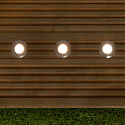 Litecraft Sitka Chrome 3W Led Outdoor 4 X Recessed Deck Light Kit With Photocell Sensor - image 1