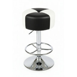 Morasi American Diner Retro Style Kitchen Bar Stool Black And White Padded Seat - thumbnail 1