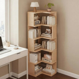 5 Tier Standing Book Shelves Corner Shelf Storage Wood Display Bookcase Unit - thumbnail 6