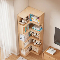 5 Tier Standing Book Shelves Corner Shelf Storage Wood Display Bookcase Unit - thumbnail 5