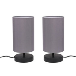 Valuelights Francis Pair Of Black Touch Table Lamps With Grey Shade And Bulbs - thumbnail 7