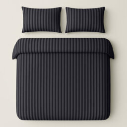 Bedlooms Black Stripe Duvet Cover Set, Reversible, Breathable & Hypoallergenic Bedding Pack, King 230X220Cm - thumbnail 2