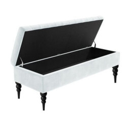 Safar Plain 150Cm Ottoman Storage Bench - Plush Velvet Shoe Bench - White Upholstery Footstool With Storage - thumbnail 2