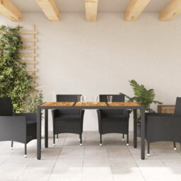 Walplus Garden Table With Acacia Wood Top Black 150X90X75 Cm Poly Rattan - thumbnail 3