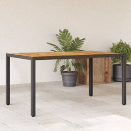 Walplus Garden Table With Acacia Wood Top Black 150X90X75 Cm Poly Rattan - thumbnail 1