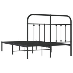 Berkfield Metal Bed Frame With Headboard Black 120X190 Cm - thumbnail 8