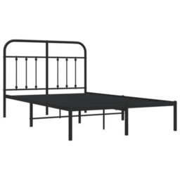Berkfield Metal Bed Frame With Headboard Black 120X190 Cm - thumbnail 5