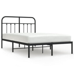Berkfield Metal Bed Frame With Headboard Black 120X190 Cm - thumbnail 2