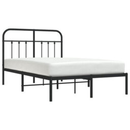 Berkfield Metal Bed Frame With Headboard Black 120X190 Cm - thumbnail 3