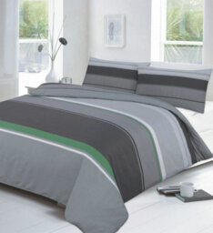 Homespace Direct Ltd Carter Green Striped Duvet Cover Set Modern Bedding
