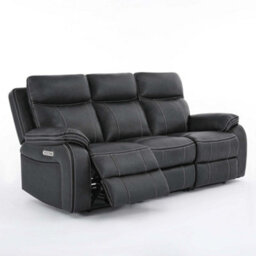 More4Homes Vinson Electric Recliner 3 Seater Sofa Air Leather With Built-In Plugs & Usb-C Charging (Charcoal) - thumbnail 6