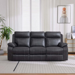 More4Homes Vinson Electric Recliner 3 Seater Sofa Air Leather With Built-In Plugs & Usb-C Charging (Charcoal) - thumbnail 5