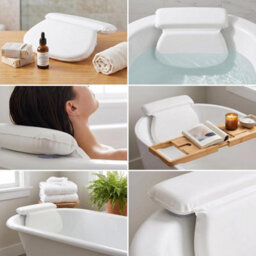 Your Bathroom Bath Pillow With 7 Suction Cups Non Slip Bath Cushion For Head And Neck Support Ideal For Relaxation Meditation - thumbnail 9