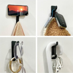 Adhesive Wall Hooks, Bathroom Towel Rack, Coat Rack, Wall Mount, Black, Set Of 4 - thumbnail 2