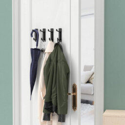 Adhesive Wall Hooks, Bathroom Towel Rack, Coat Rack, Wall Mount, Black, Set Of 4 - thumbnail 4