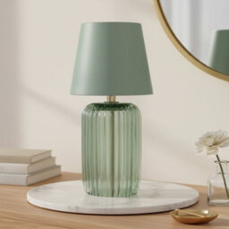 Madison & Mayfair Ridged Glass Led Living Room Lamp - Green - thumbnail 2