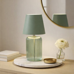 Madison & Mayfair Ridged Glass Led Living Room Lamp - Green - thumbnail 1