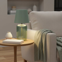 Madison & Mayfair Ridged Glass Led Living Room Lamp - Green - thumbnail 3