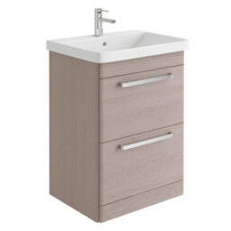 Plum&clay Emery Textured Grey Floor Standing Bathroom Vanity Unit & Basin Set With Chrome Handles (W)60Cm (H)86Cm