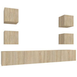 Berkfield 6 Piece Tv Cabinet Set Sonoma Oak Engineered Wood - thumbnail 2