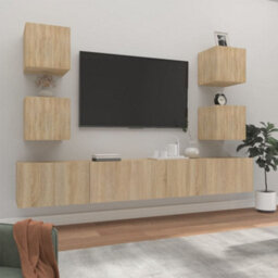 Berkfield 6 Piece Tv Cabinet Set Sonoma Oak Engineered Wood - thumbnail 1