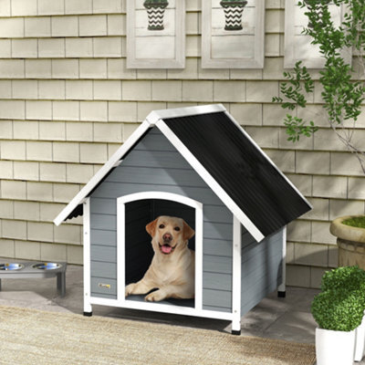 Pawhut Dog Kennel Outdoor Dog House W/ Removable Floor, For Large Dogs, Grey - image 1