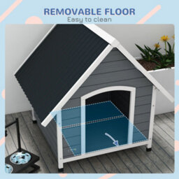 Pawhut Dog Kennel Outdoor Dog House W/ Removable Floor, For Large Dogs, Grey - thumbnail 5