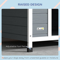 Pawhut Dog Kennel Outdoor Dog House W/ Removable Floor, For Large Dogs, Grey - thumbnail 7