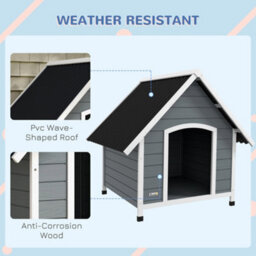 Pawhut Dog Kennel Outdoor Dog House W/ Removable Floor, For Large Dogs, Grey - thumbnail 6