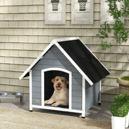 Pawhut Dog Kennel Outdoor Dog House W/ Removable Floor, For Large Dogs, Grey - thumbnail 1