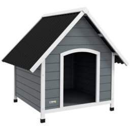 Pawhut Dog Kennel Outdoor Dog House W/ Removable Floor, For Large Dogs, Grey - thumbnail 2
